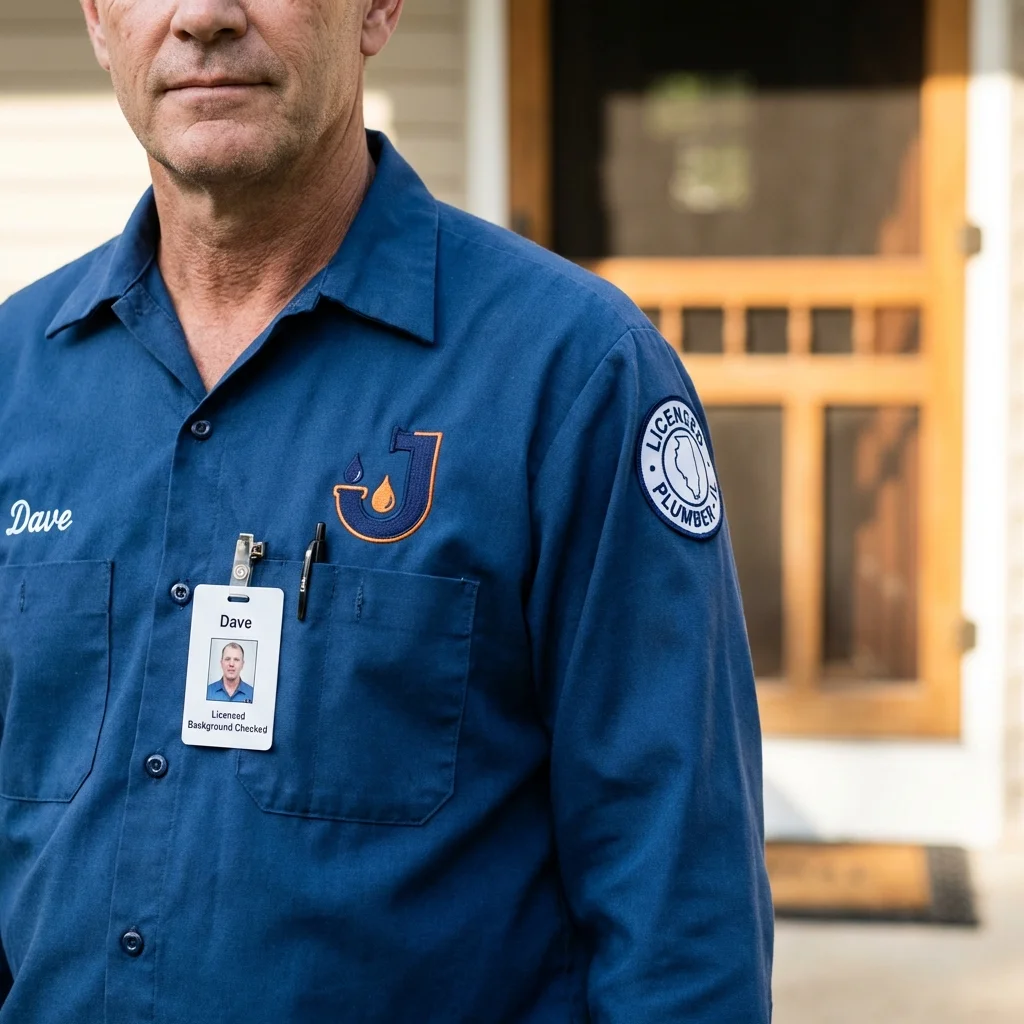 Licensed plumber showing ID badge in Totowa, NJ