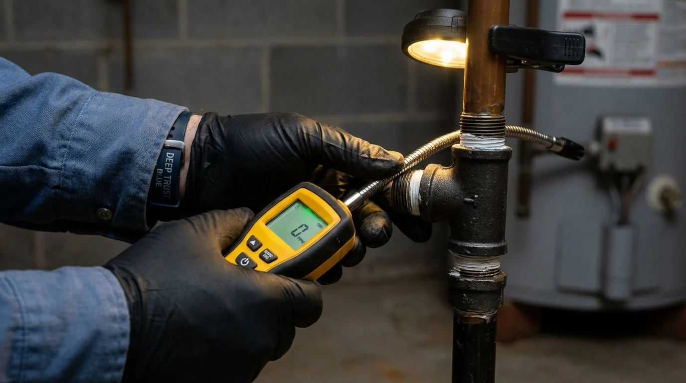 Gas leak detection with electronic sniffer by Johns Plumbing LLC in Totowa