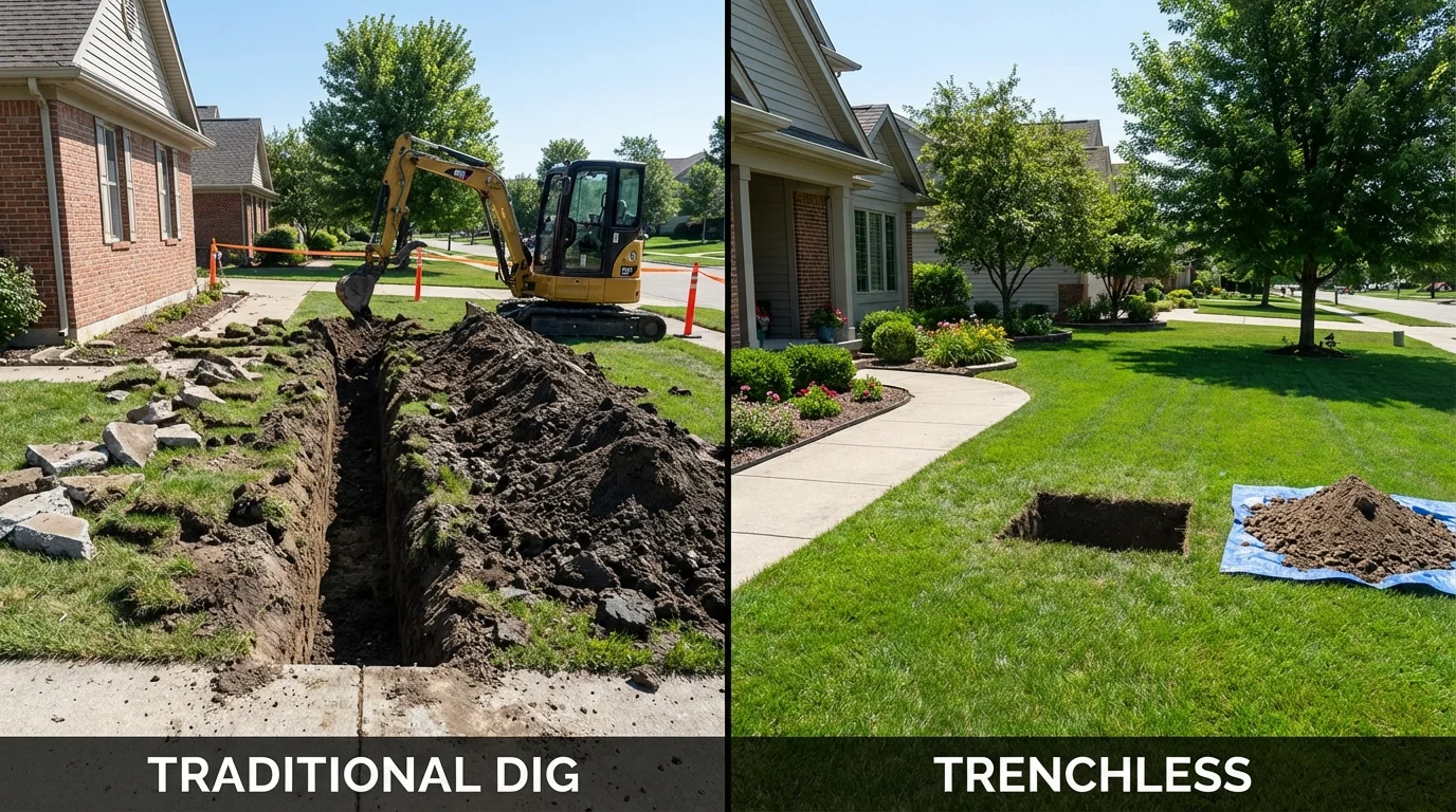 Trenchless sewer repair with minimal yard damage versus traditional excavation in Totowa, NJ